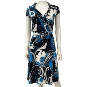 Susan Max Blue Colorful Stretch Day Play Versatile Fashion Knee Dress Medium